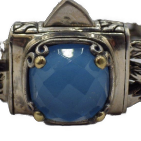 Faceted Blue Topaz with 18 karat embellishment woman’s Statement bracelet - Picture 2 of 6